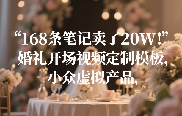 168条笔记卖了20W！婚礼开场视频定制模板，小众虚拟产品-87副业网 - 互联网副业项目资源分享平台