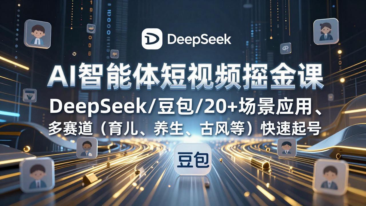 AI智能体短视频掘金课，DeepSeek/豆包/20+场景应用、多赛道(育儿、养生、古风等-87副业网 - 互联网副业项目资源分享平台
