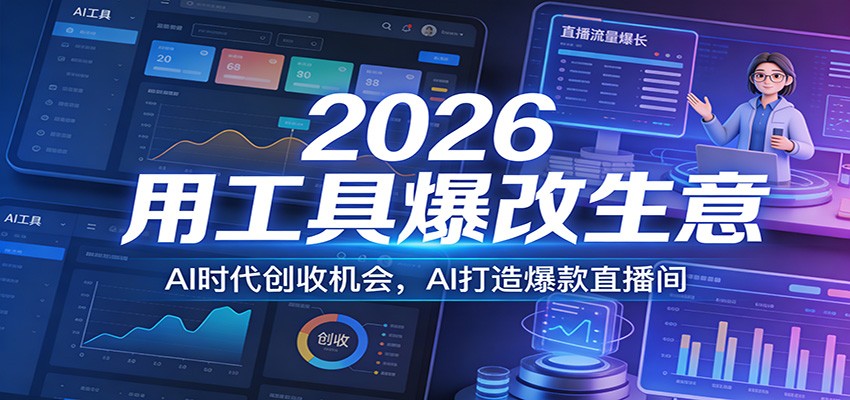 2026用工具爆改生意，AI时代创收机会，AI打造爆款直播间-87副业网 - 互联网副业项目资源分享平台