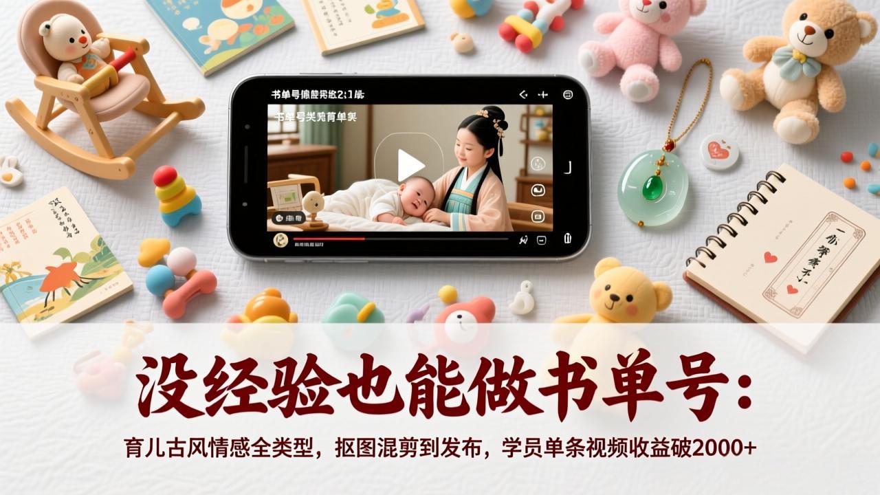 没经验也能做书单号：育儿古风情感全类型，抠图混剪到发布，学员单条视频收益破2000+-87副业网 - 互联网副业项目资源分享平台