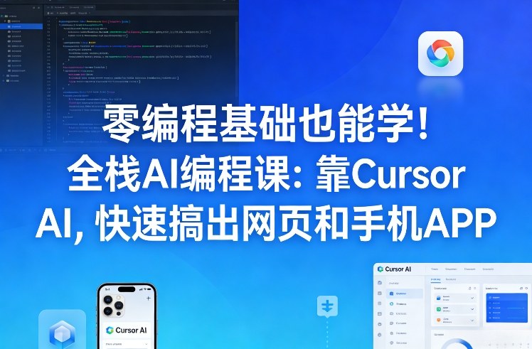 零编程基础也能学！全栈AI编程课：靠Cursor AI，快速搞出网页和手机APP-87副业网 - 互联网副业项目资源分享平台