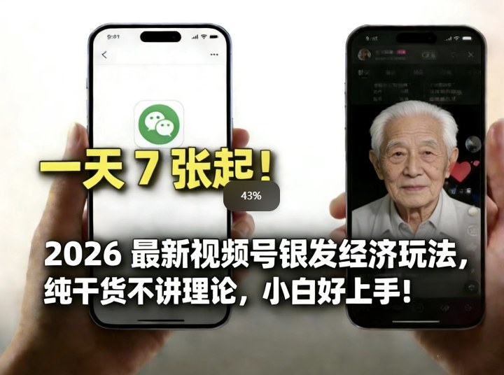 2026最新视频号银发经济玩法，轻松每天7张起，小白也可做-87副业网 - 互联网副业项目资源分享平台