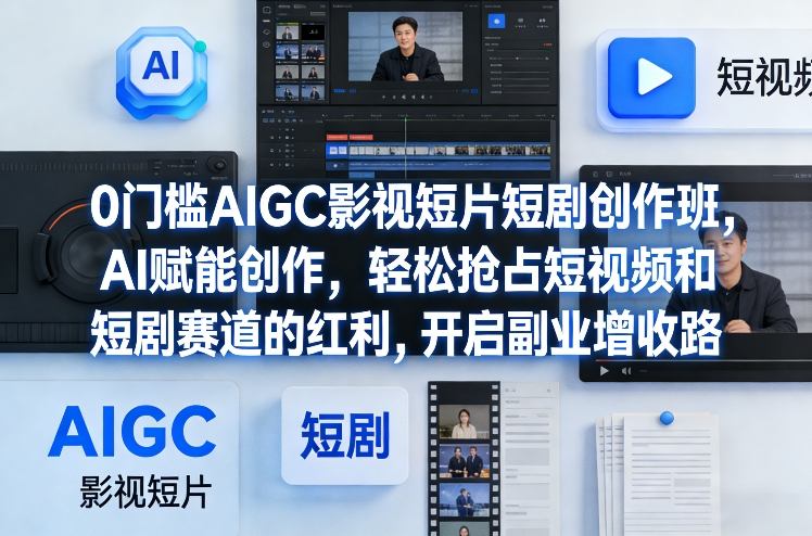 0门槛AIGC影视短片短剧创作班，AI赋能创作，轻松抢占短视频和短剧赛道的红利，开启副业增收路-87副业网 - 互联网副业项目资源分享平台