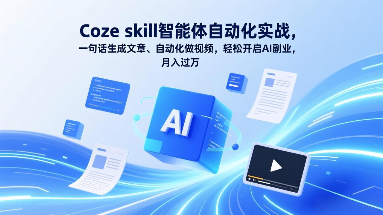 Coze skill智能体自动化实战，一句话生成文章、自动化做视频，轻松开启AI副业，月入过万-87副业网 - 互联网副业项目资源分享平台
