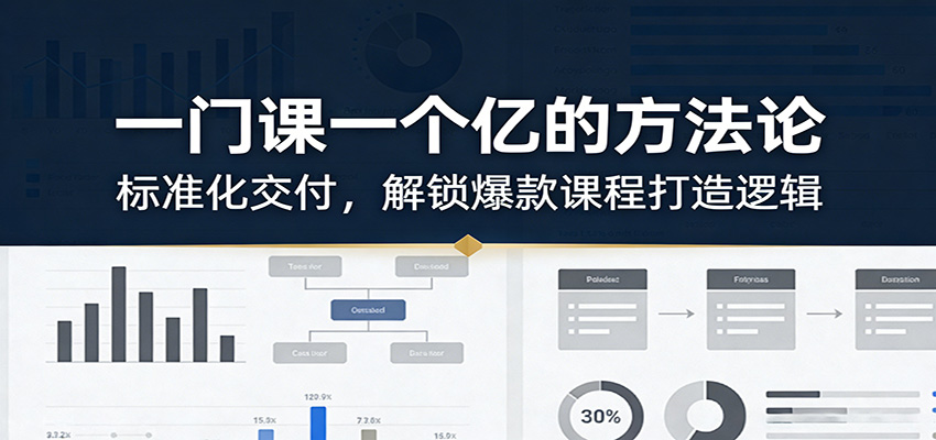 一门课一个亿的方法论：标准化交付，解锁爆款课程打造逻辑-87副业网 - 互联网副业项目资源分享平台