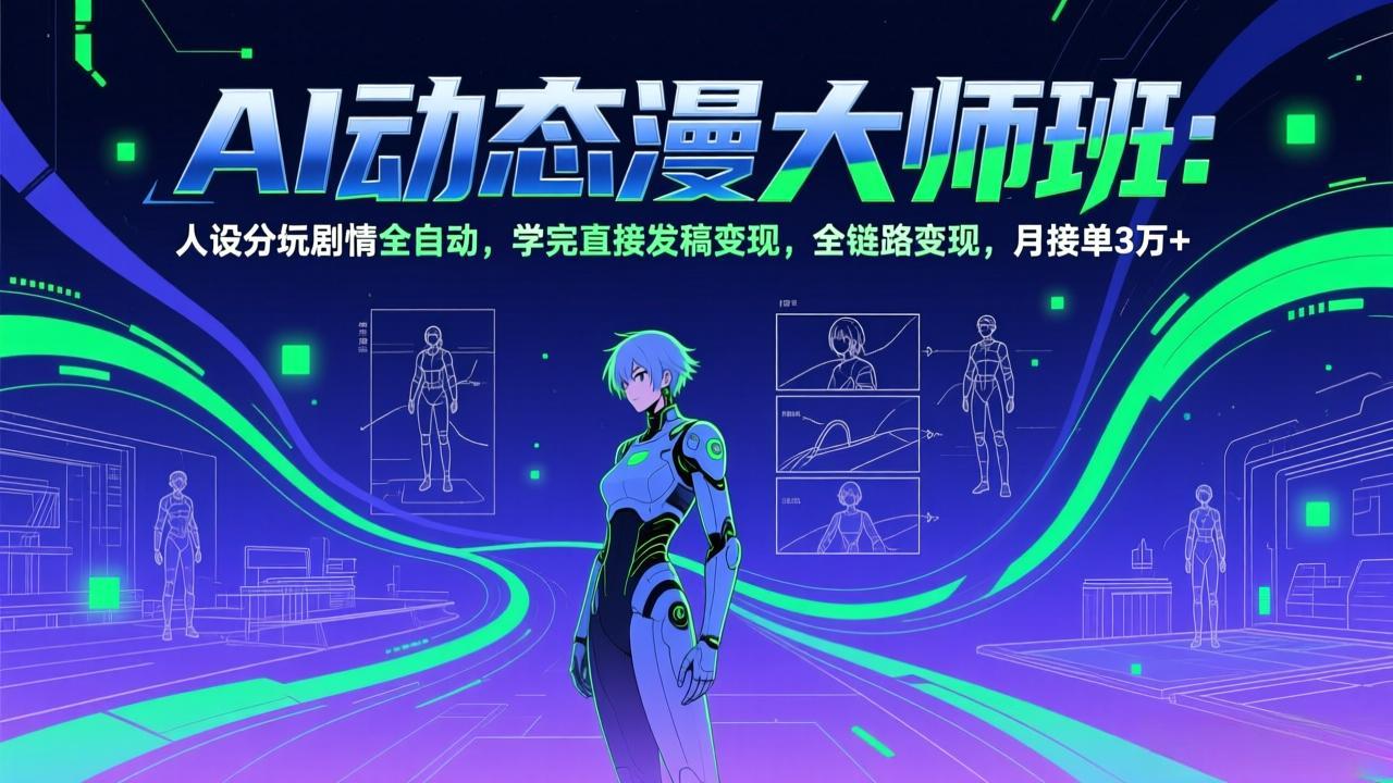 AI动态漫剧大师班：人设分镜剧情全自动，学完直接发稿变现，全链路变现，月接单3万+-87副业网 - 互联网副业项目资源分享平台
