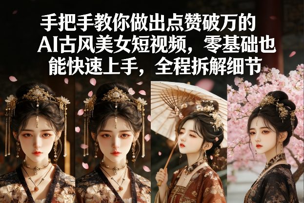 手把手教你做出点赞破万的AI古风美女短视频，零基础也能快速上手，全程拆解细节-87副业网 - 互联网副业项目资源分享平台
