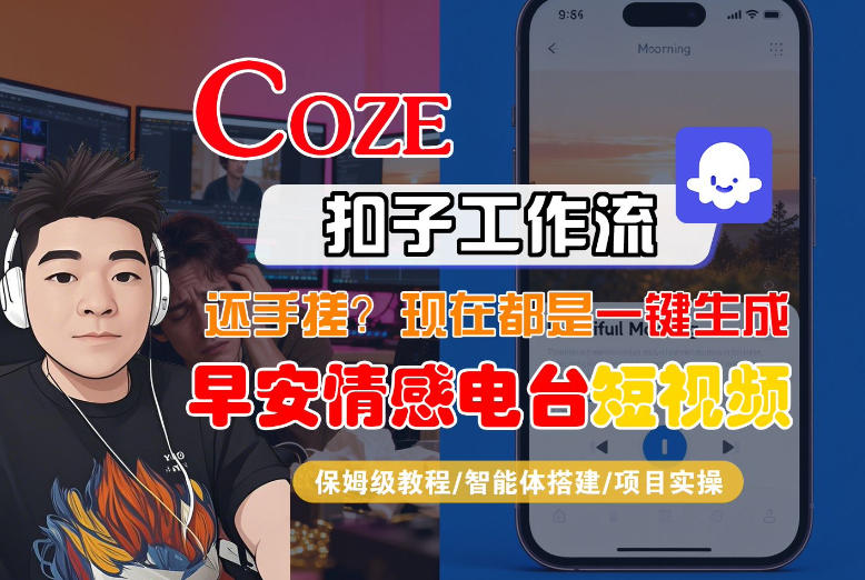【Coze工作流搭建实操教程】【coze】早安情感电台日签视频还在手动做？用扣子工作流自动生成，省时90%-87副业网 - 互联网副业项目资源分享平台