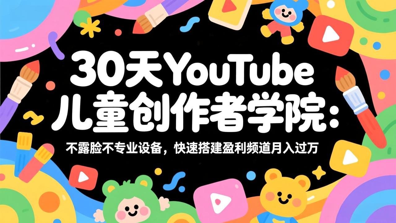 30天YouTube儿童创作者学院：不露脸不专业设备，快速搭建盈利频道月入过万-87副业网 - 互联网副业项目资源分享平台