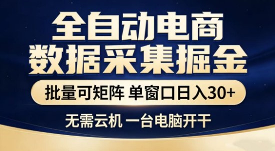 独家电商数据全自动采集项目，批量可矩阵，单窗口轻松日入3张+【揭秘】-87副业网 - 互联网副业项目资源分享平台