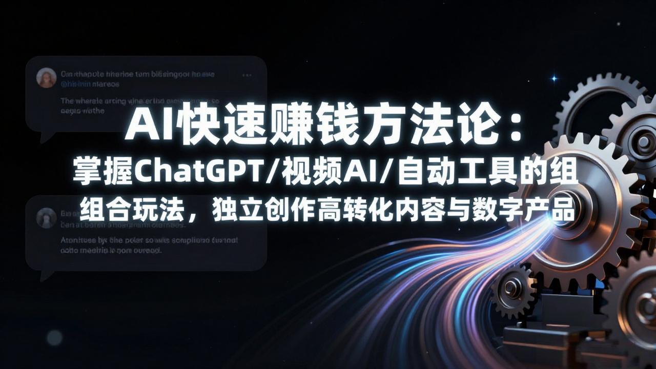 AI快速赚钱方法论：掌握ChatGPT/视频AI/自动化工具的组合玩法，独立创作高转化内容与数字产品-87副业网 - 互联网副业项目资源分享平台
