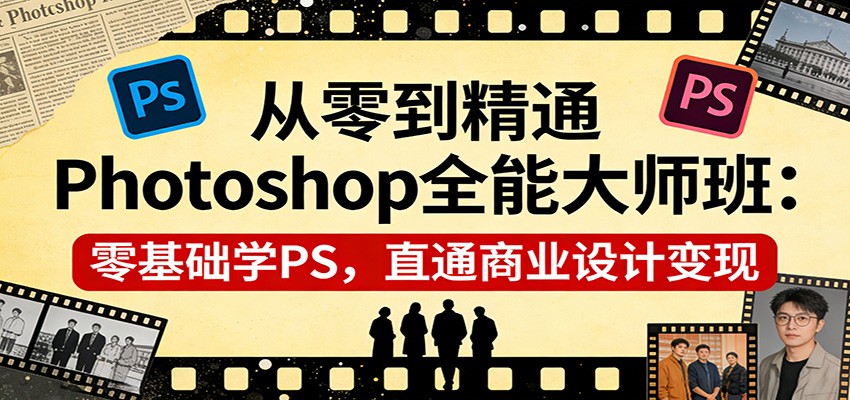 从零到精通Photoshop全能大师班：零基础学PS，直通商业设计变现-87副业网 - 互联网副业项目资源分享平台