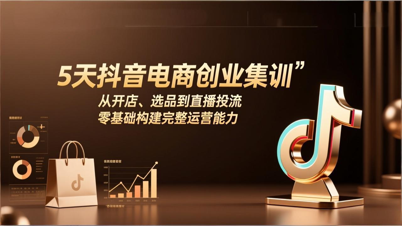 5天抖音电商创业集训：从开店、选品到直播投流，零基础构建完整运营能力-87副业网 - 互联网副业项目资源分享平台
