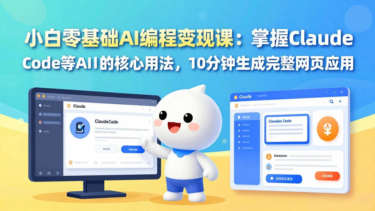 小白零基础AI编程变现课：掌握Claude Code等AI工具的核心用法，10分钟生成完整网页应用-87副业网 - 互联网副业项目资源分享平台