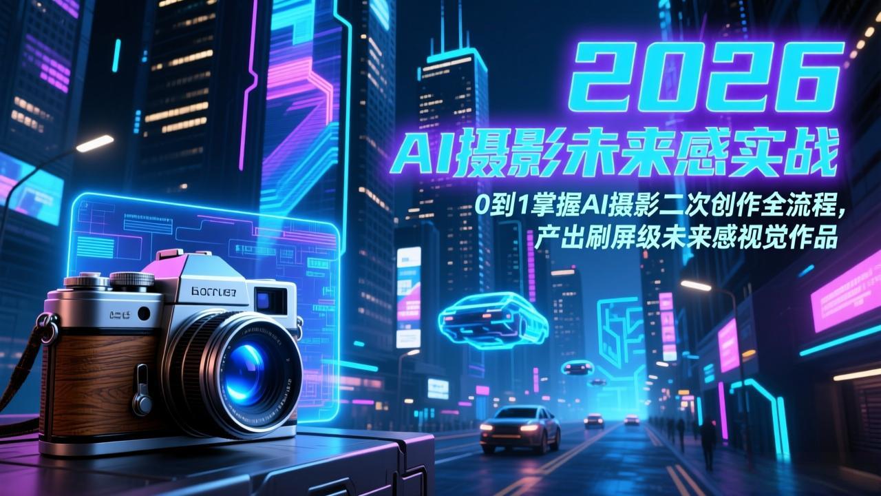 2026 AI摄影未来感实战:0到1掌握AI摄影二次创作全流程,产出刷屏级未来感视觉作品-87副业网 - 互联网副业项目资源分享平台