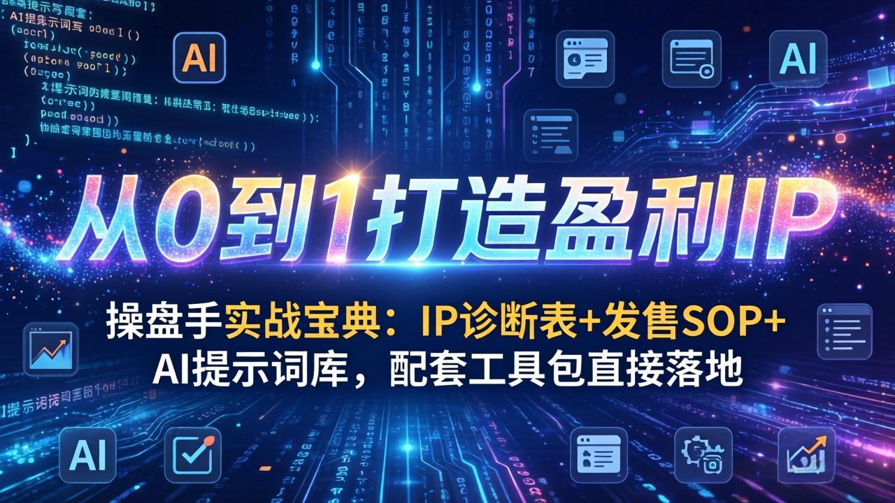 操盘手实战宝典：IP诊断表+发售SOP+AI提示词库，配套工具包直接落地，从0到1打造盈利IP-87副业网 - 互联网副业项目资源分享平台