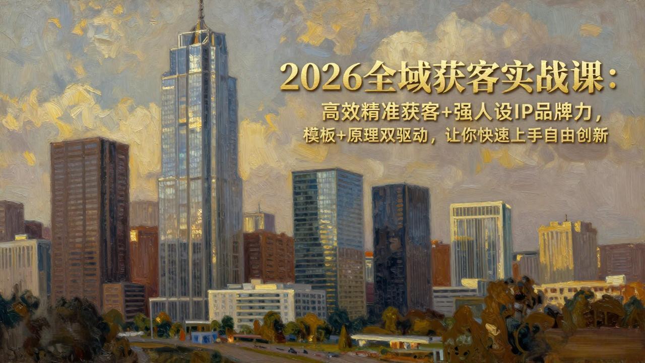2026全域获客实战课：高效精准获客+强人设IP品牌力，模板+原理双驱动，让你快速上手自由创新-87副业网 - 互联网副业项目资源分享平台