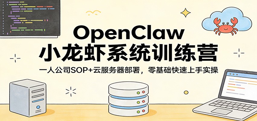 OpenClaw小龙虾系统训练营：一人公司SOP，云服务器部署，零基础快速上手实操-87副业网 - 互联网副业项目资源分享平台