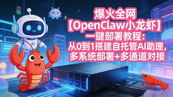 爆火全网【OpenClaw 小龙虾】一键部署教程：从0到1搭建自托管AI助理，多系统部署+多通道对接-87副业网 - 互联网副业项目资源分享平台