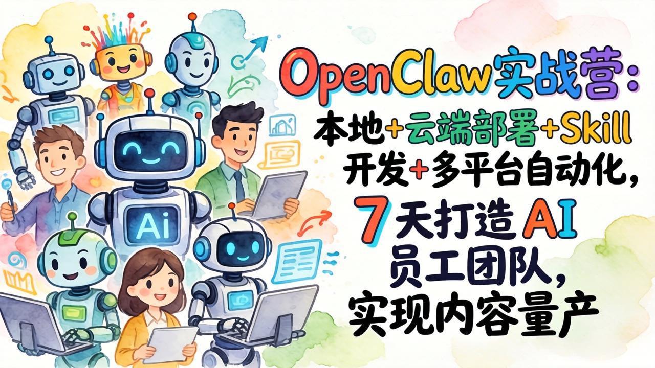 OpenClaw实战营：本地+云端部署+Skill开发+多平台自动化，7 天打造 AI 员工团队，实现内容量产-87副业网 - 互联网副业项目资源分享平台