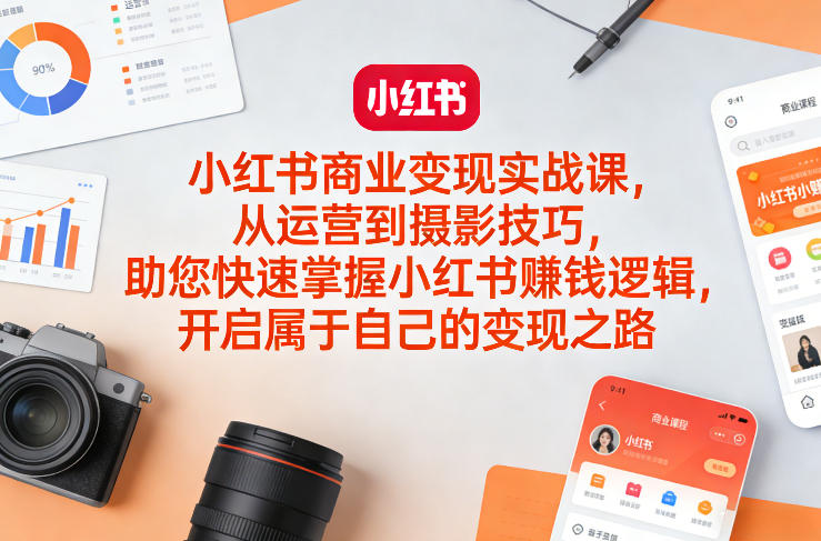小红书商业变现实战课，从运营到摄影技巧，助您快速掌握小红书賺钱逻辑，开启属于自己的变现之路-87副业网 - 互联网副业项目资源分享平台