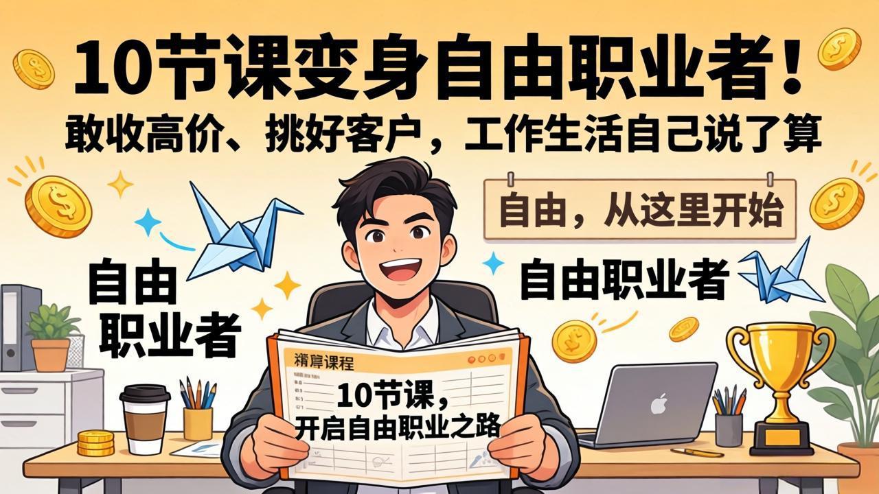10 节课变身自由职业者！敢收高价、挑好客户，工作生活自己说了算-87副业网 - 互联网副业项目资源分享平台