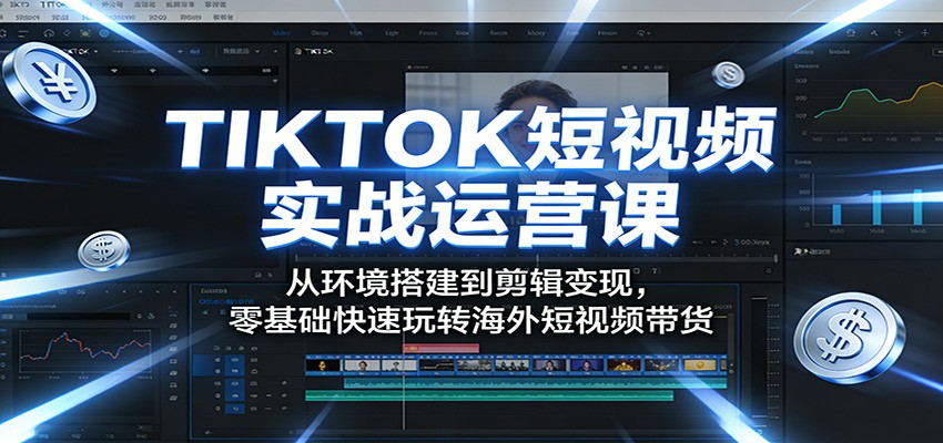 TIKTOK短视频实战运营课：从环境搭建到剪辑变现，零基础快速玩转海外短视频带货-87副业网 - 互联网副业项目资源分享平台