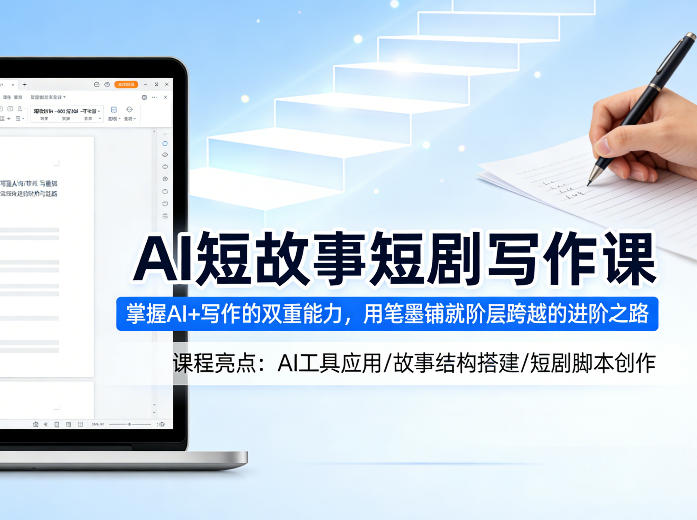 AI短故事短剧写作课，掌握AI+写作的双重能力，用笔墨铺就阶层跨越的进阶之路-87副业网 - 互联网副业项目资源分享平台