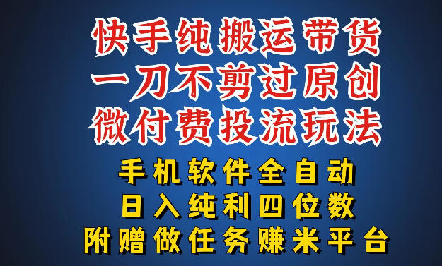 最新黑科技快手搬运带货方法，手机就能操作，轻松带你日入四位数【揭秘】-87副业网 - 互联网副业项目资源分享平台