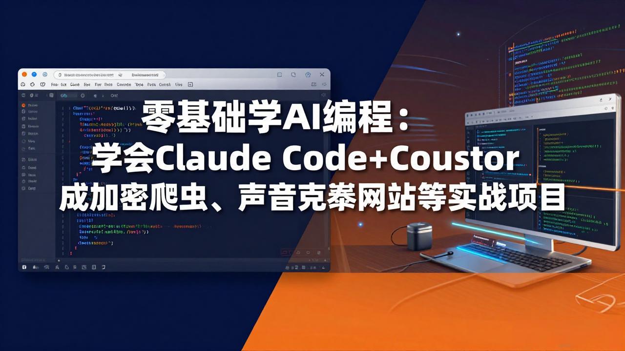 零基础学AI编程：学会Claude Code+Cursor完成加密爬虫、声音克隆网站等实战项目-87副业网 - 互联网副业项目资源分享平台