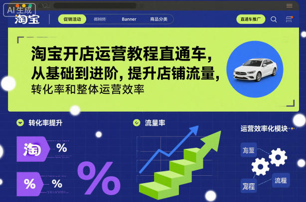 淘宝开店运营教程直通车，从基础到进阶，提升店铺流量，转化率和整体运营效率(更新26年4月10日)-87副业网 - 互联网副业项目资源分享平台