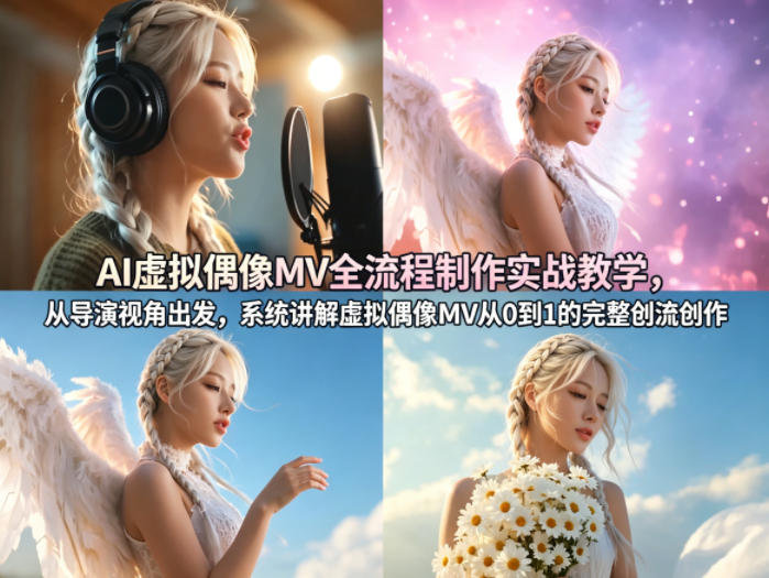 AI虚拟偶像MV全流程制作实战教学，从导演视角出发，系统讲解虚拟偶像MV从0到1的完整创作流程-87副业网 - 互联网副业项目资源分享平台