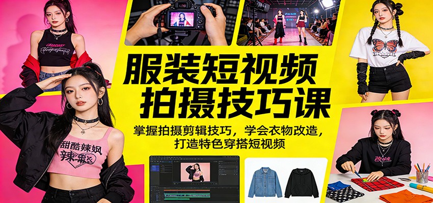 服装短视频拍摄技巧课：掌握拍摄剪辑技巧，学会衣物改造，打造特色穿搭短视频-87副业网 - 互联网副业项目资源分享平台