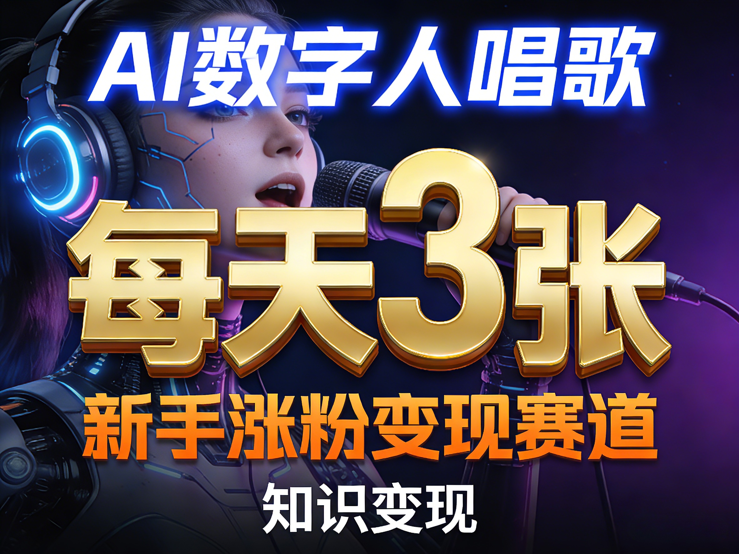 AI数字人唱歌，新手涨粉变现赛道，每天3张和知识付费，副业必备-87副业网 - 互联网副业项目资源分享平台