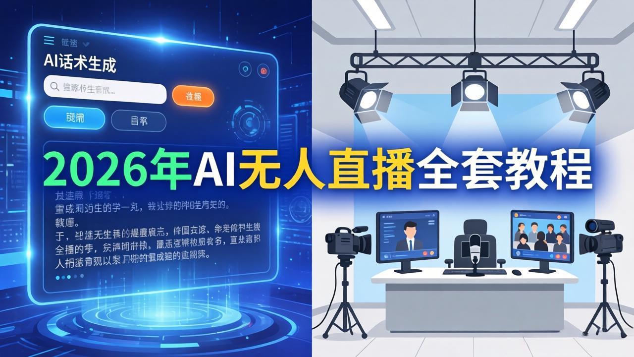 2026年AI无人直播全套教程：OBS安装+软件配置+直播间搭建+话术生成+一键开播实操-87副业网 - 互联网副业项目资源分享平台