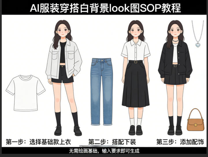 AI服装穿搭白背景look图SOP教程，不用会画画，提几句具体要求，AI就能还你一个奇迹-87副业网 - 互联网副业项目资源分享平台