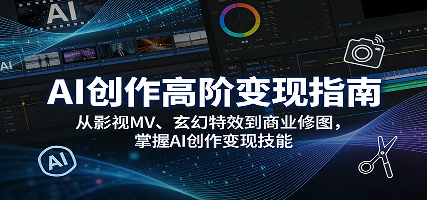 AI创作高阶变现指南：从影视MV、玄幻特效到商业修图，掌握AI创作变现技能-87副业网 - 互联网副业项目资源分享平台