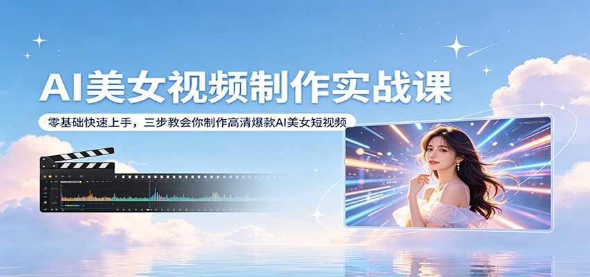 AI美女视频制作实战课：零基础快速上手，三步教会你制作高清爆款AI美女短视频-87副业网 - 互联网副业项目资源分享平台