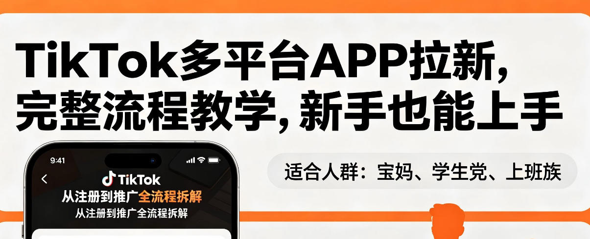 TikTok多平台APP拉新，完整流程教学，新手也能上手，轻松出海搞美金-87副业网 - 互联网副业项目资源分享平台