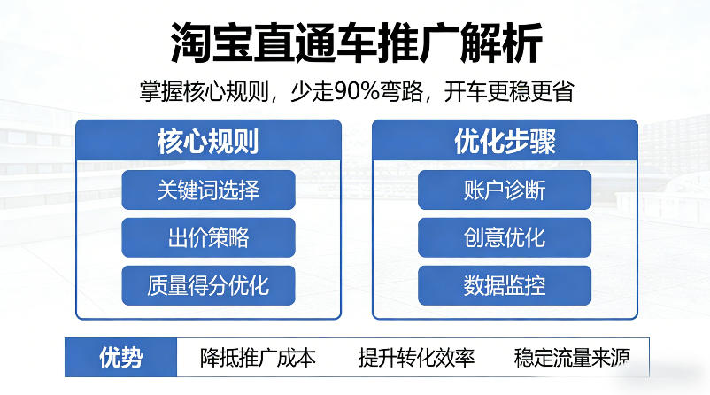 淘宝直通车推广解析，掌握核心规则，少走90%弯路，开车更稳更省-87副业网 - 互联网副业项目资源分享平台