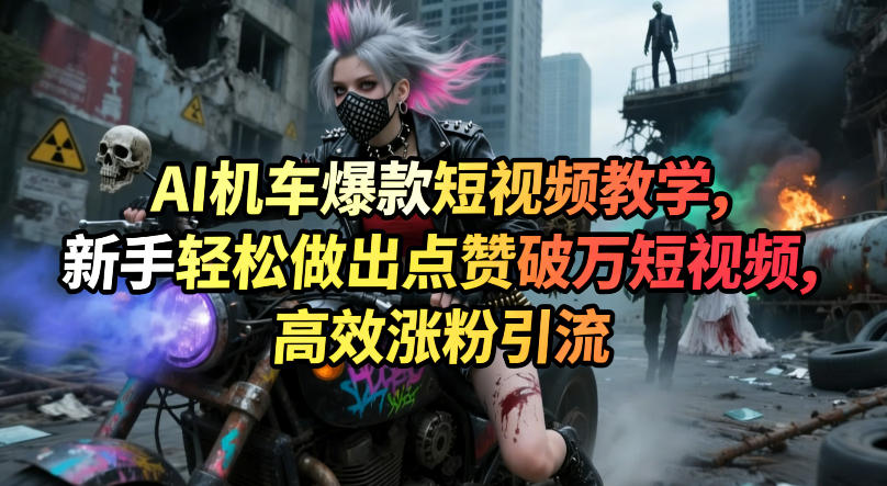 AI机车爆款短视频教学，新手轻松做出点赞破万短视频，高效涨粉引流-87副业网 - 互联网副业项目资源分享平台
