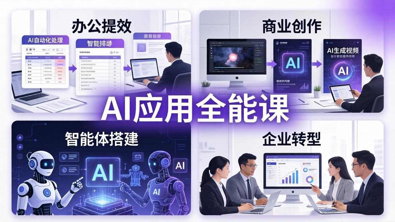 AIGC 应用全能课：办公提效、商业创作、智能体搭建、企业转型，一站式学会AI应用-87副业网 - 互联网副业项目资源分享平台