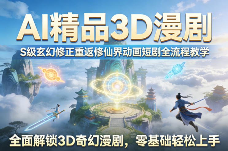 AI精品3D漫剧S级玄幻修正重返修仙界动画短剧全流程教学，全面解锁3D奇幻漫剧，零基础轻松上手-87副业网 - 互联网副业项目资源分享平台