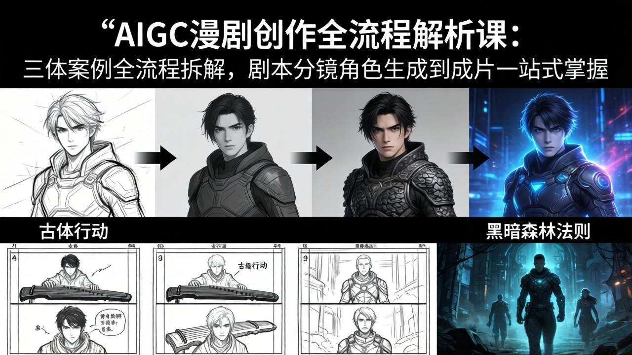 AIGC漫剧创作全流程解析课：三体案例全流程拆解，剧本分镜角色生成到成片一站式掌握-87副业网 - 互联网副业项目资源分享平台