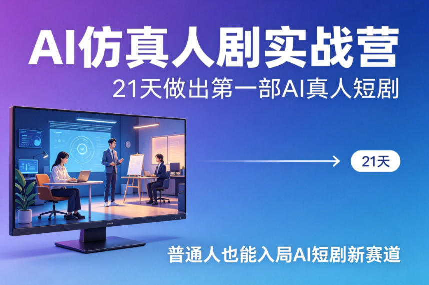 AI仿真人剧实战营，21天做出第一部AI真人短剧，普通人也能入局AI短剧新赛道-87副业网 - 互联网副业项目资源分享平台