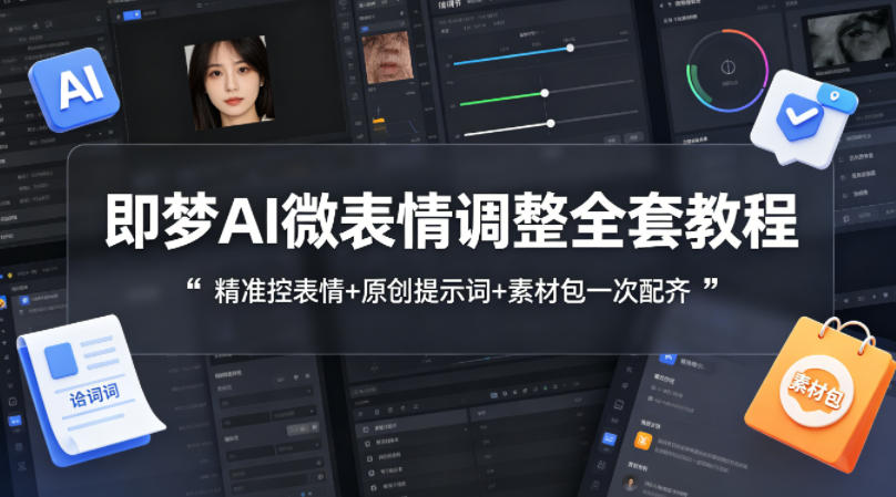 即梦AI微表情调整全套教程，精准控表情+原创提示词+素材包一次配齐-87副业网 - 互联网副业项目资源分享平台