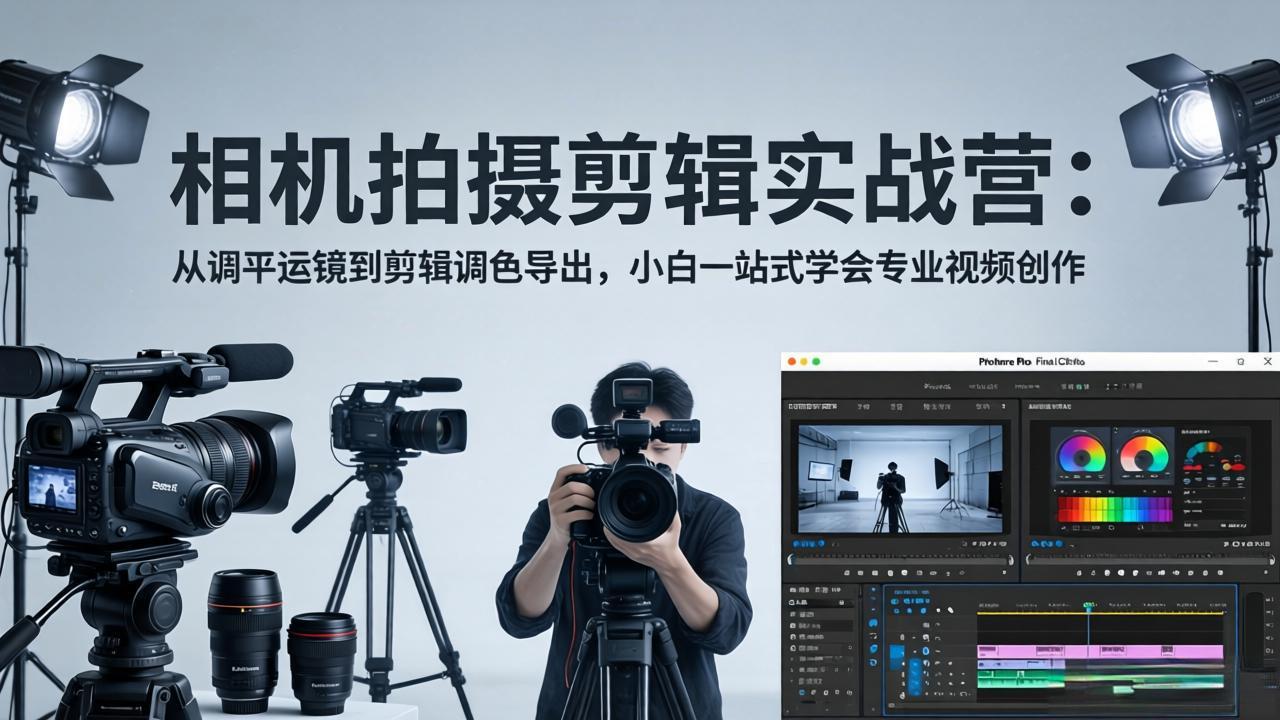 相机拍摄剪辑实战营：从调平运镜到剪辑调色导出，小白一站式学会专业视频创作-87副业网 - 互联网副业项目资源分享平台