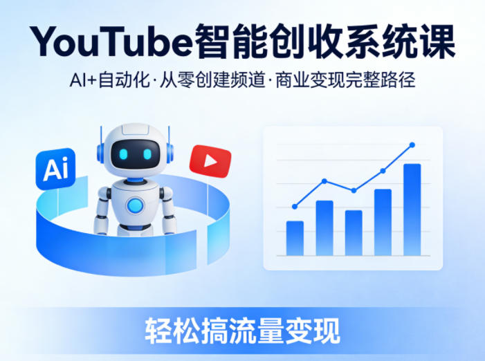 YouTube智能创收系统课，AI+自动化，从零创建YouTube频道并实现商业变现的完整路径，轻松搞流量变现-87副业网 - 互联网副业项目资源分享平台