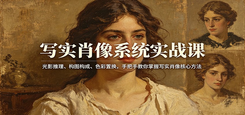 写实肖像系统实战课：光影推理、构图构成、色彩置换，手把手教你掌握写实肖像核心方法-87副业网 - 互联网副业项目资源分享平台