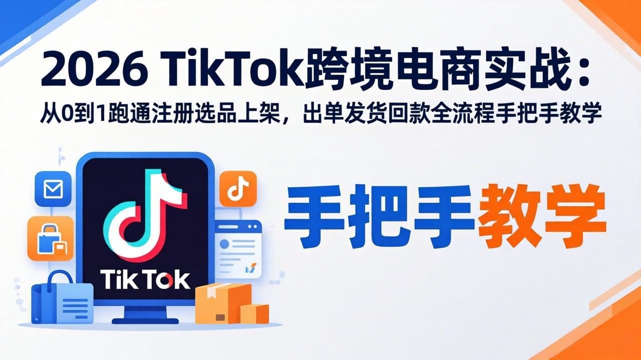 2026TikTok跨境电商实战-更新:从0到1跑通注册选品上架,出单发货回款全流程手把手教学-87副业网 - 互联网副业项目资源分享平台
